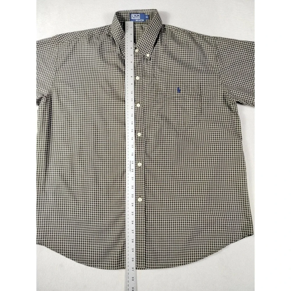 Polo Ralph Lauren Shirt Mens XL Brown Check Short Sleeve Button Down Casual